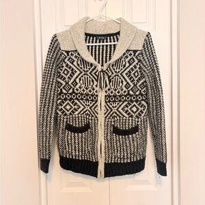 Roots Cream and Black Knit Cardigan